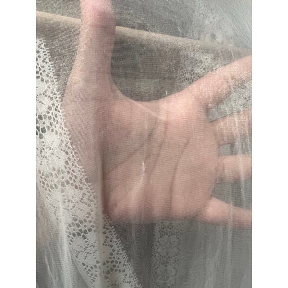 Vintage 70s Gilead Sheer Cottagecore Prairie Fairy Lace Coquette Robe Ivory - Picture 5 of 10